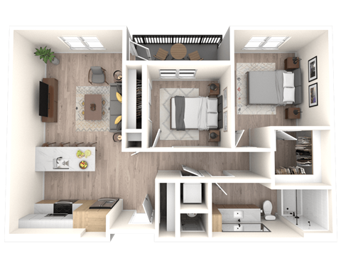 3D Floor Plan Image of 2J